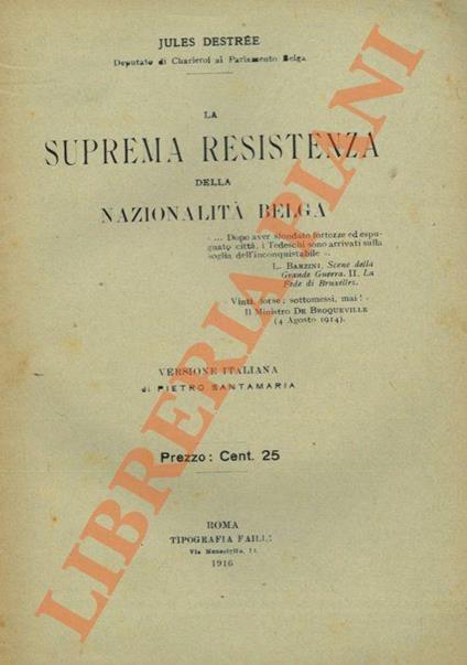 La suprema Resistenza della nazionalità belga - copertina