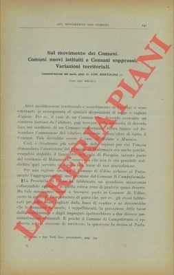 Sul movimento dei Comuni. Comuni nuovi istituiti e Comuni soppressi. Variazioni territoriali - copertina