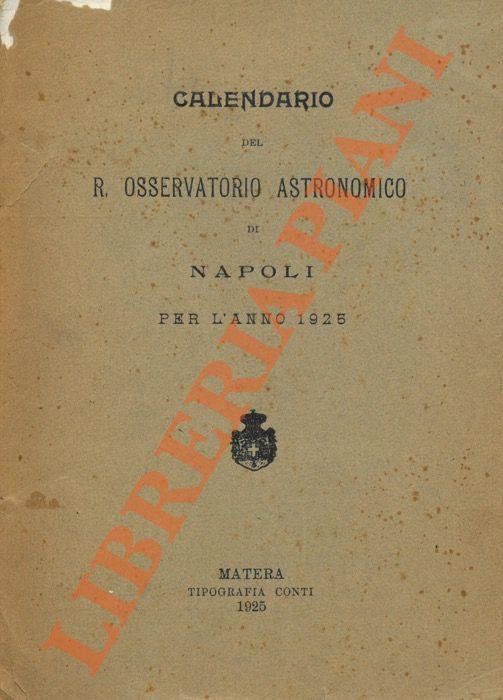 Calendario del R. Osservatorio Astronomico di Napoli per l'anno 1925 - copertina