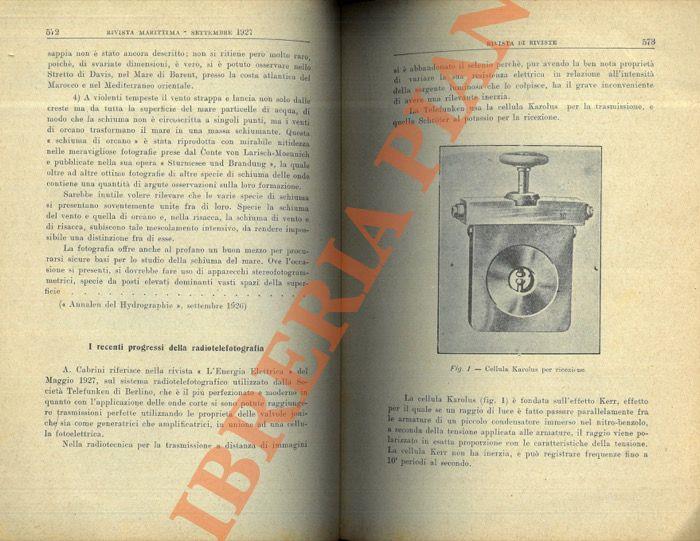 I recenti progressi della radiotelefotografia