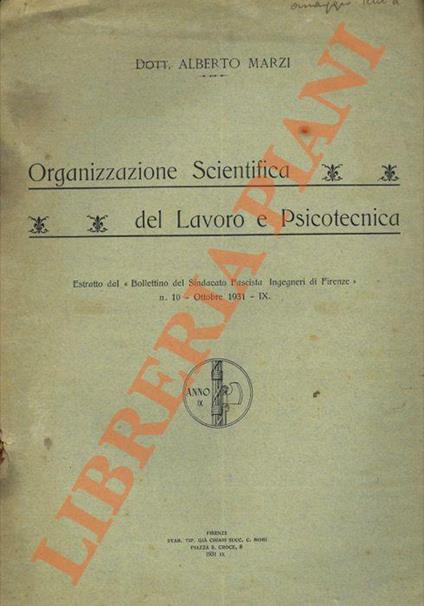 Organizzazione Scientifica del Lavoro e Psicotecnica - Alberto Mari - copertina