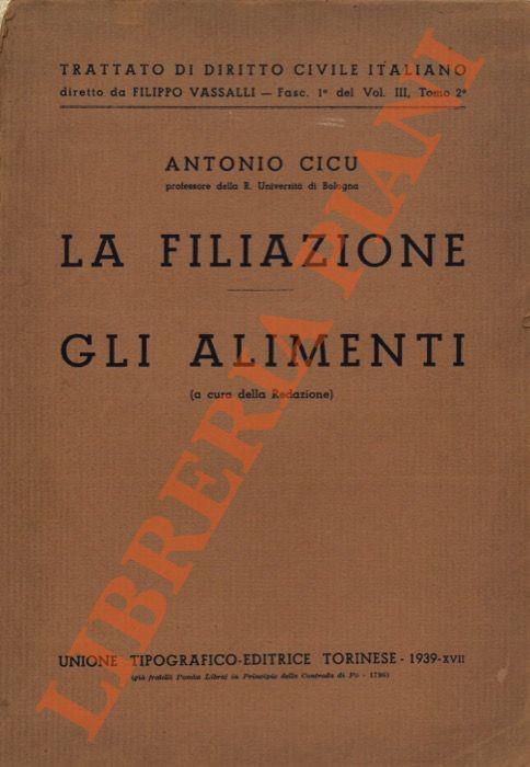 La filiazione - Gli alimenti - Antonio Cicu - copertina