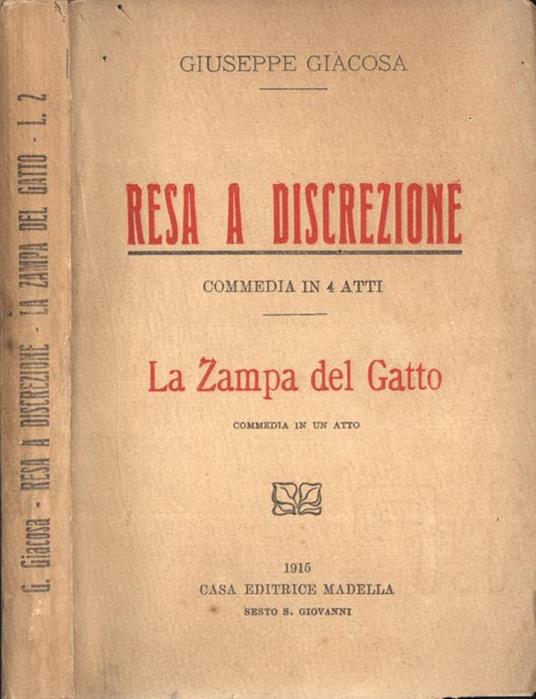 Resa a discrezione - La zampa del gatto - Giuseppe Giacosa - copertina