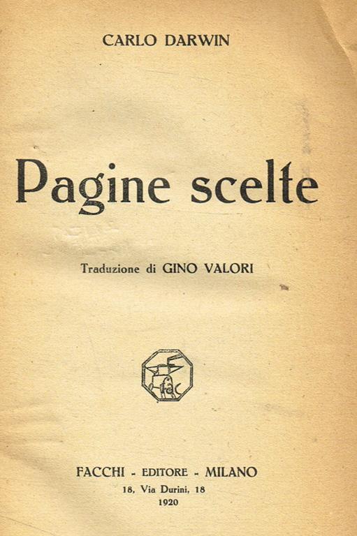 Pagine scelte - Charles Darwin - copertina