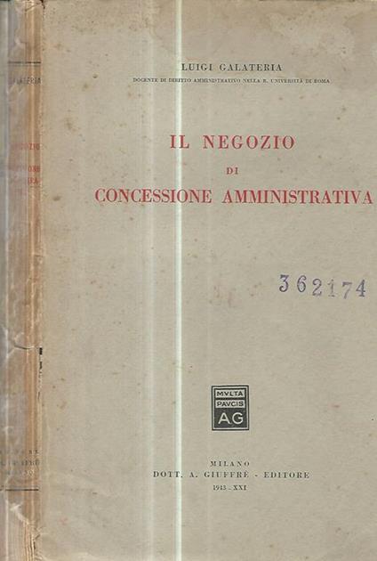 Il negozio di concessione amministrativa - Luigi Galateria - copertina
