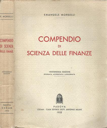 Compendio di scienza della finanze - Emanuele Morselli - copertina