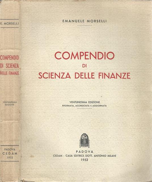 Compendio di scienza della finanze - Emanuele Morselli - copertina