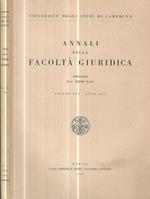 Annali della Facoltà Giuridica Volume XXV-Anno 1959