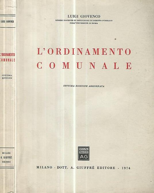 L' ordinamento comunale - Luigi Giovenco - copertina