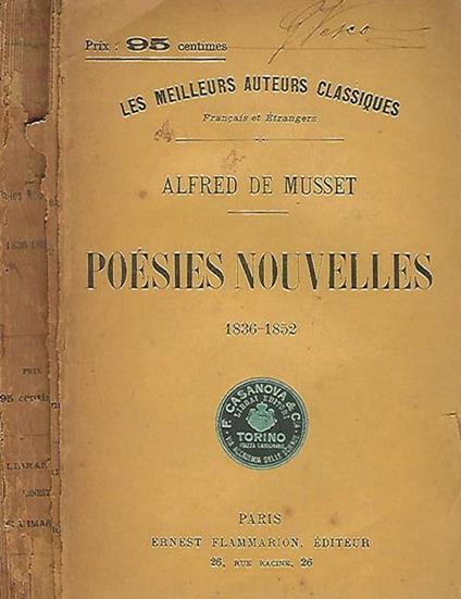 Poesies Nouvelles 1836 - 1852 - Alfred de Musset - copertina