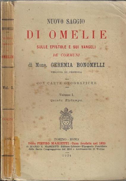 Nuovo saggio di omelie Vol I. Sulle Epistole e sui Vangeli de commini - Geremia Bonomelli - copertina