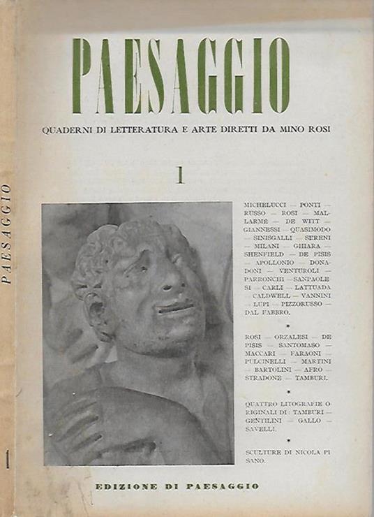 Paesaggio - Anno 1946 n. 1. Quaderni di letteratura e arte diretti da Mino Rosi - copertina