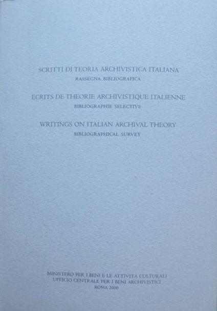 Scritti di teoria archivistica italiana: rassegna bibliografica - Marco Carassi - copertina