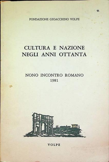 Cultura e nazione negli anni Ottanta: nono incontro romano, 1981 - copertina