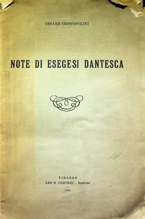 Note di esegesi dantesca. - copertina