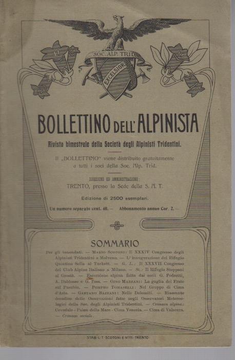 Bollettino dell'alpinista: rivista bimestrale della Società degli alpinisti tridentini: A. III - N. 2 - ottobre novembre 1906