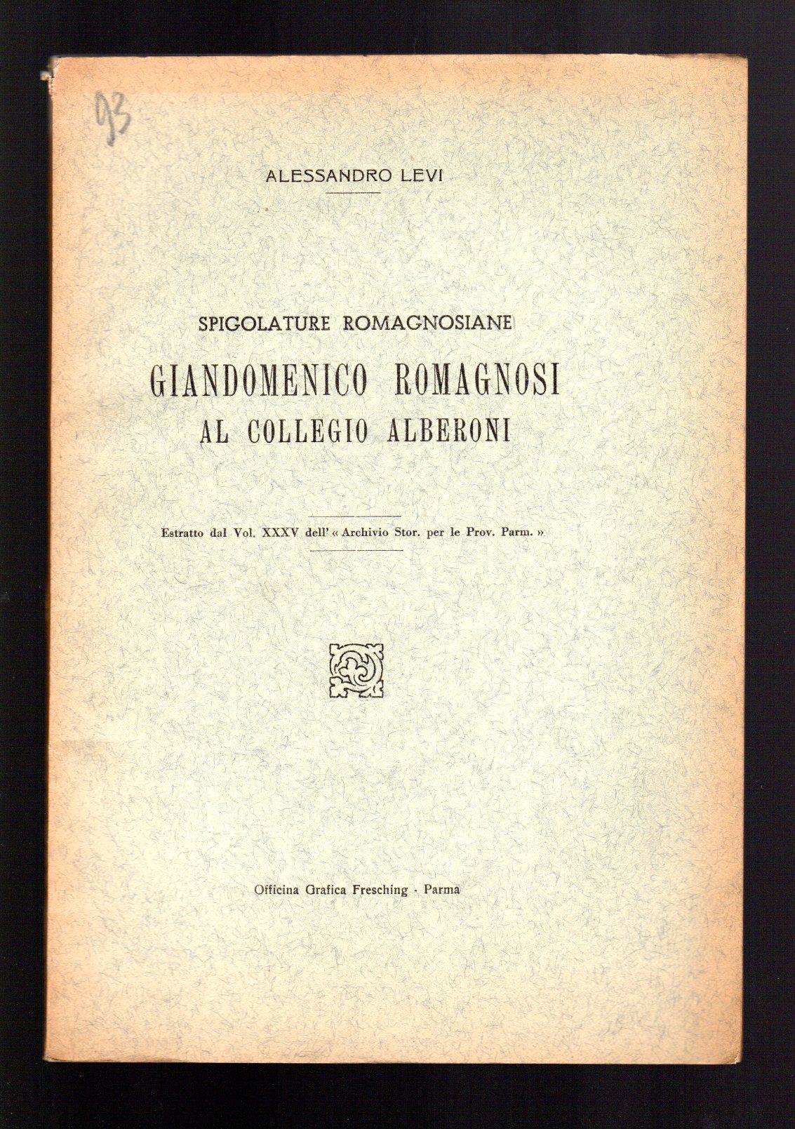 Spigolature Romagnosiane. Giandomenico Romagnosi al collegio Alberoni
