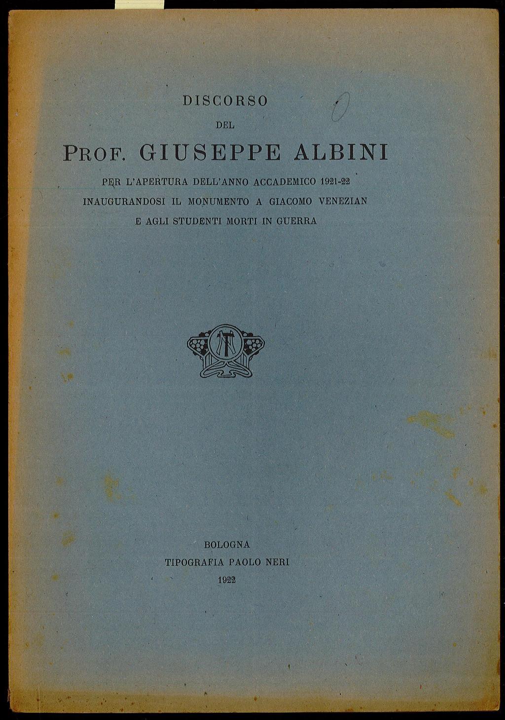 Discorso del Prof. Giuseppe Albini