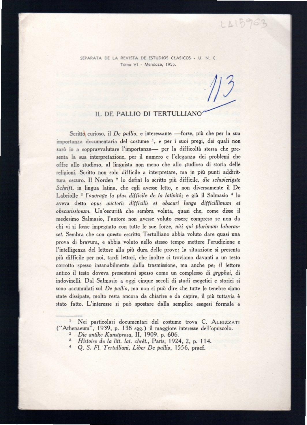 Il De Pallio di Tertulliano