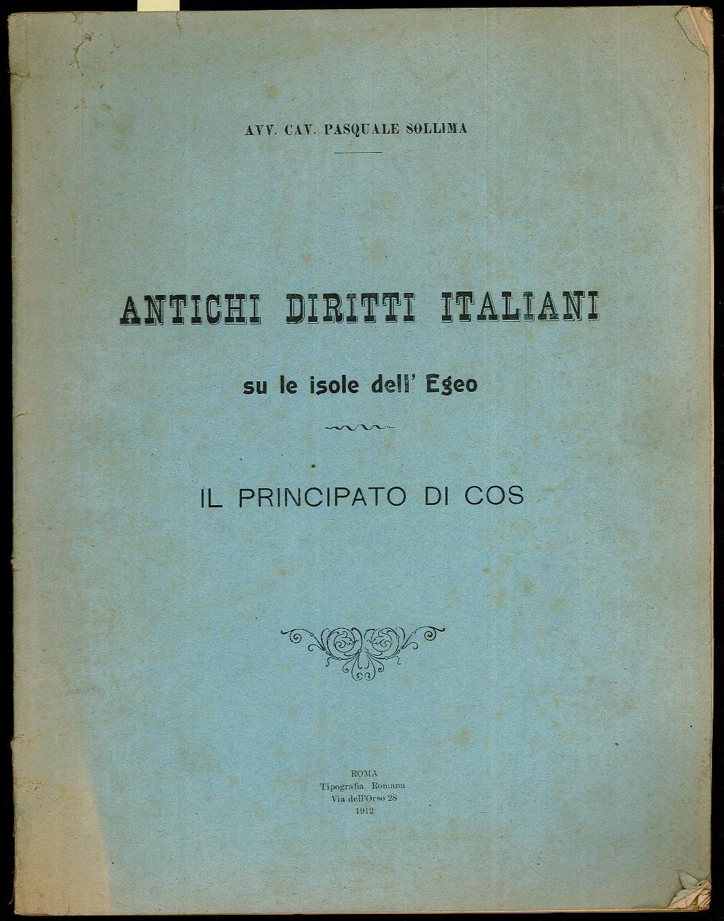 Antichi diritti italiani su le isole dell’Egeo