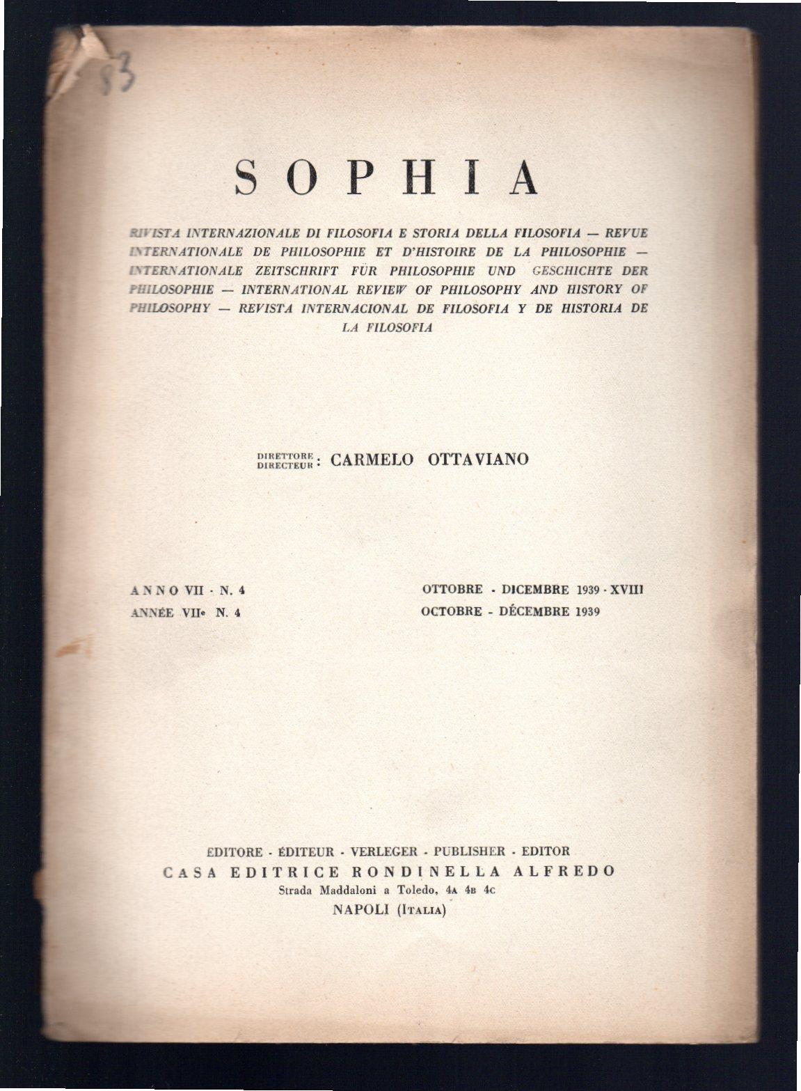 Sophia - Rivista internazionale di filosofia - Anno VII, n. 4