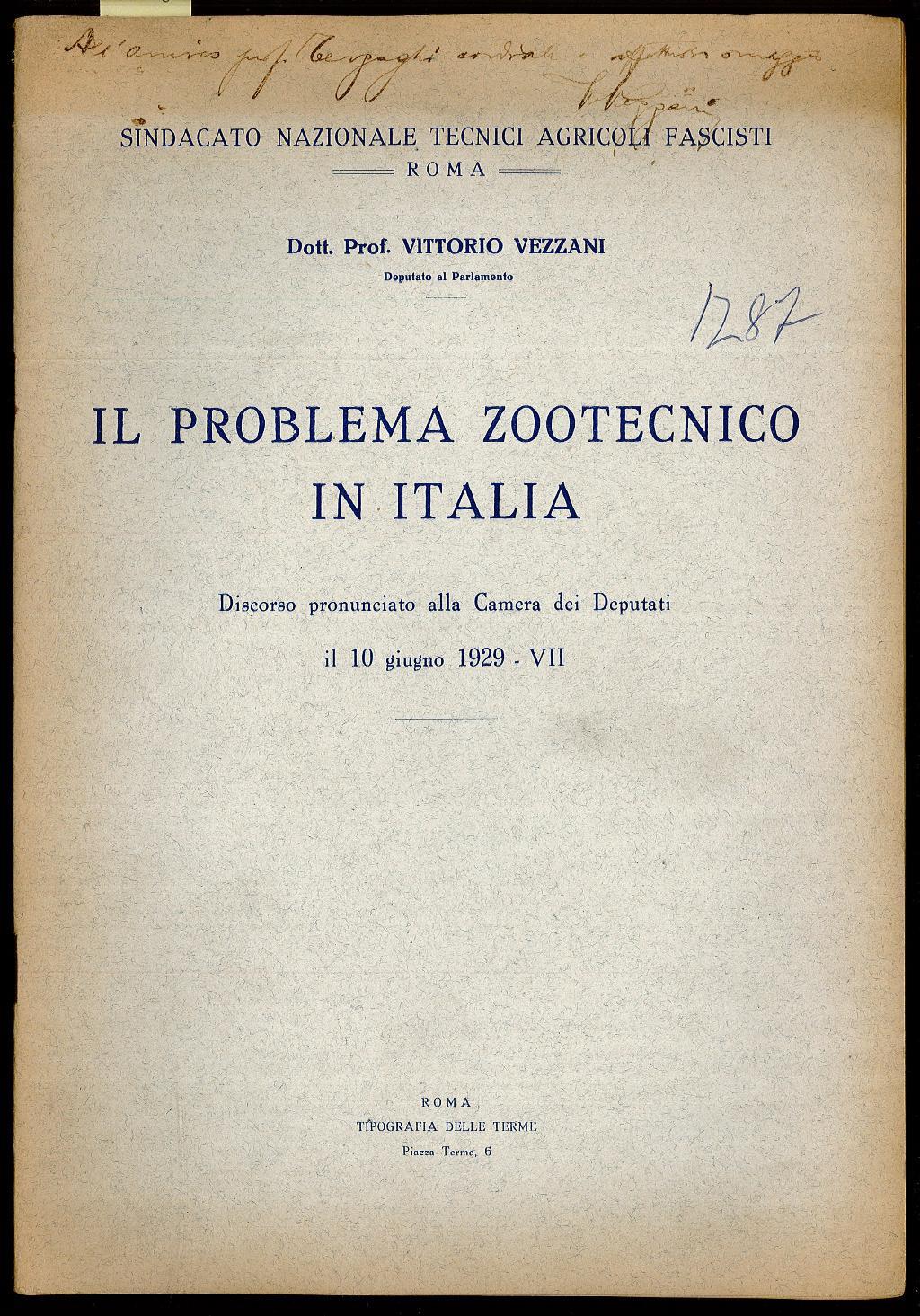 Il problema zootecnico in Italia