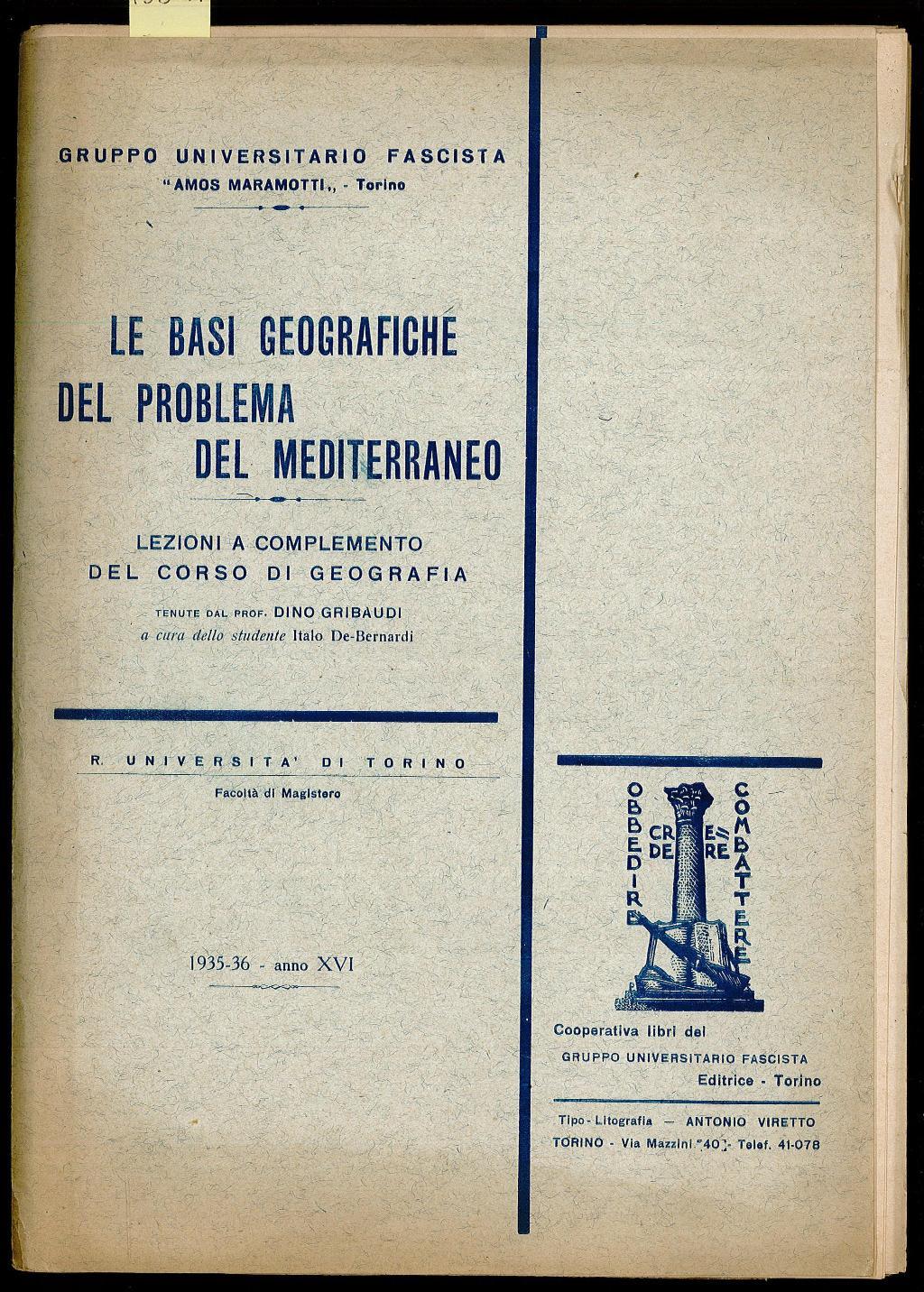 Le basi geografiche del problema mediterraneo