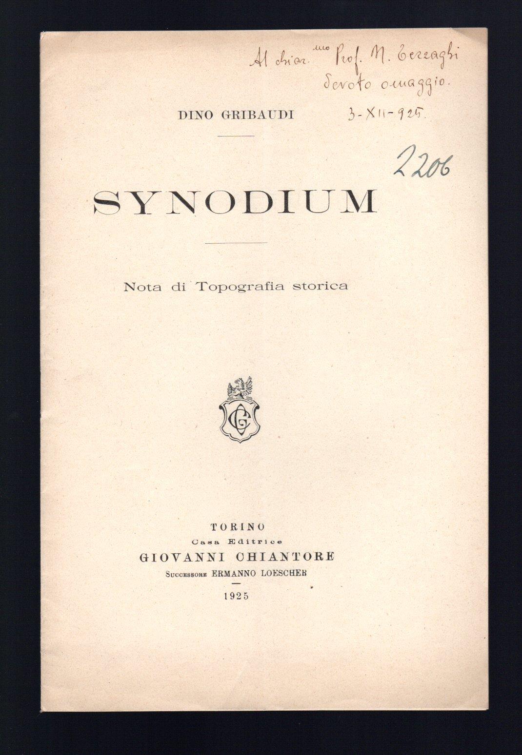 Synodium nota di topografia storica
