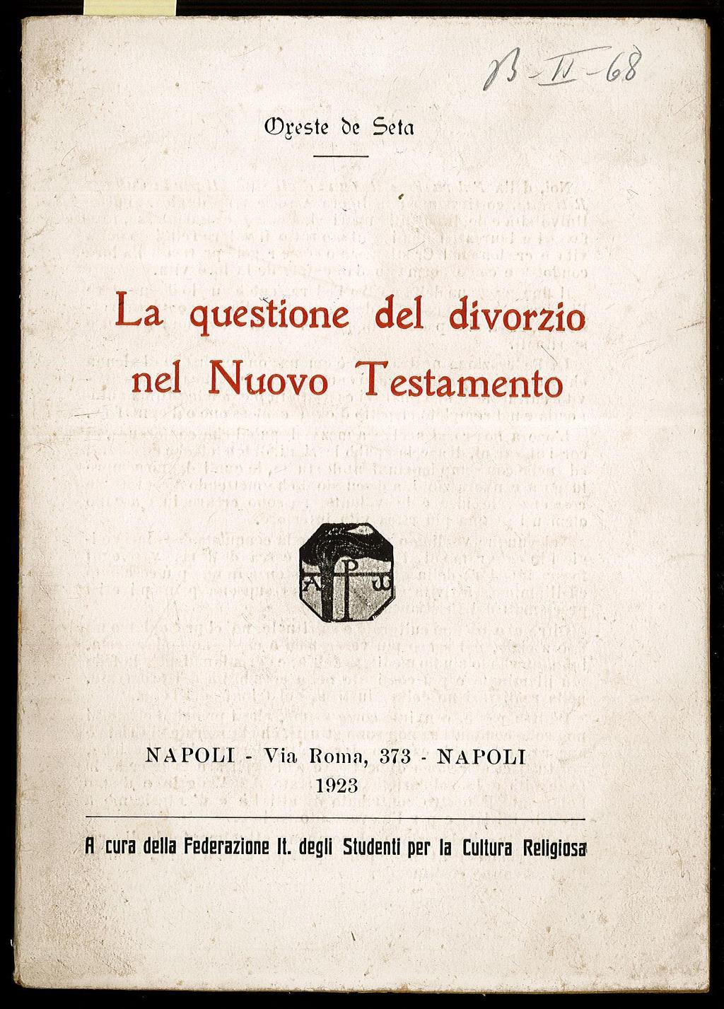 La questione del divorzio nel Nuovo Testamento