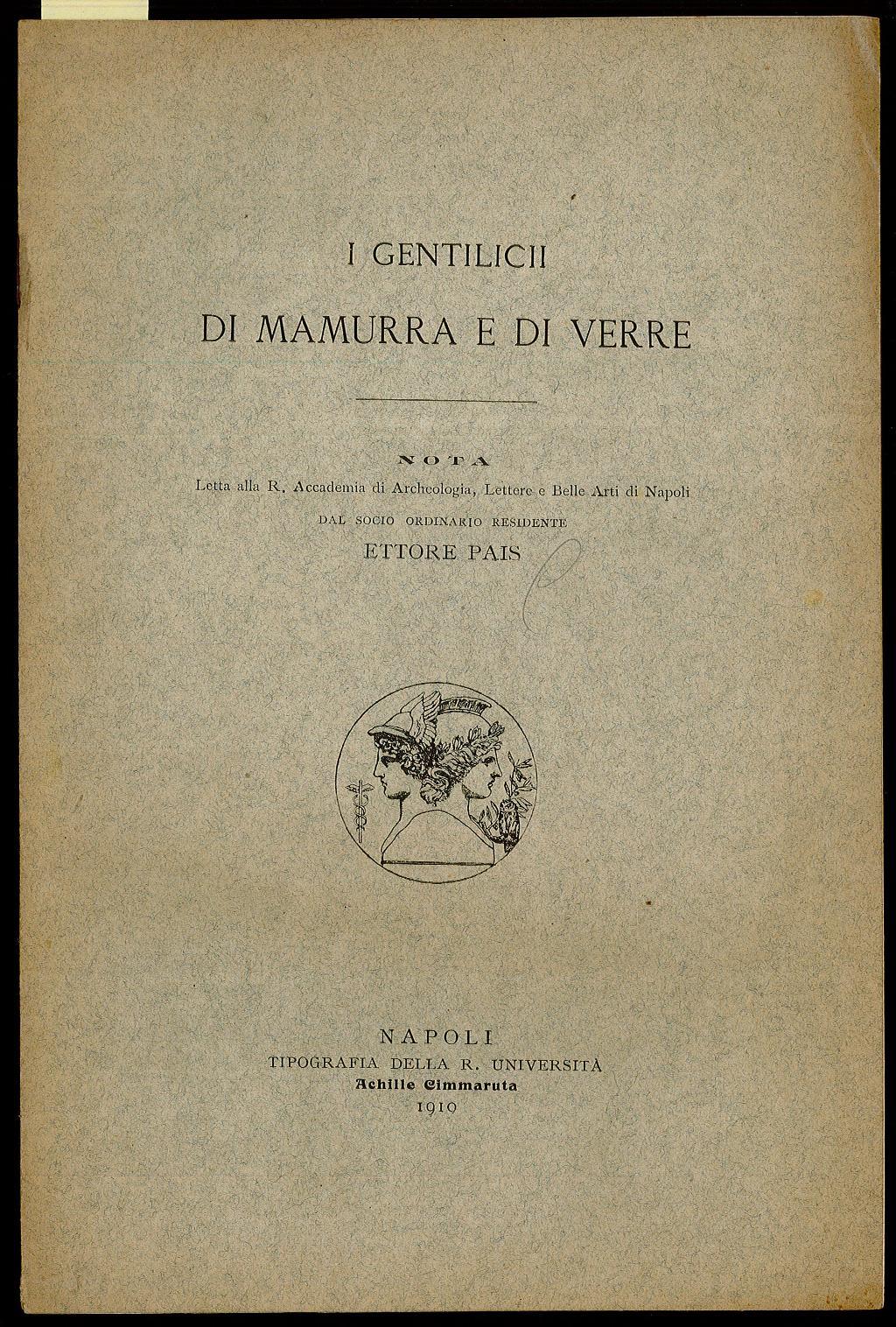 I Gentilicii di Mamurra e di Verre