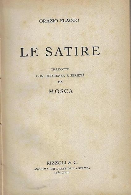 Le satire - Q. Flacco Orazio - copertina