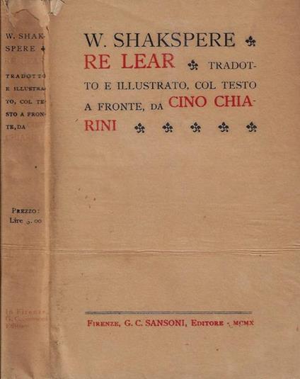 Re Lear - William Shakespeare - copertina