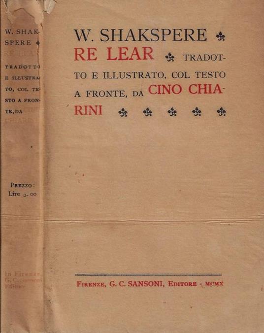Re Lear - William Shakespeare - copertina