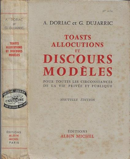 Toasts allocutions et discours modèles - A. Doriac - copertina