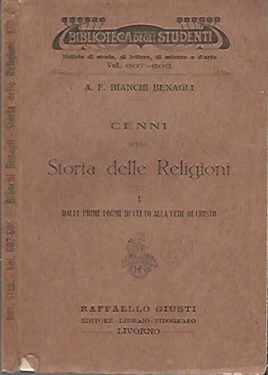 Cenni sulla Storia delle Religioni, volume I - copertina
