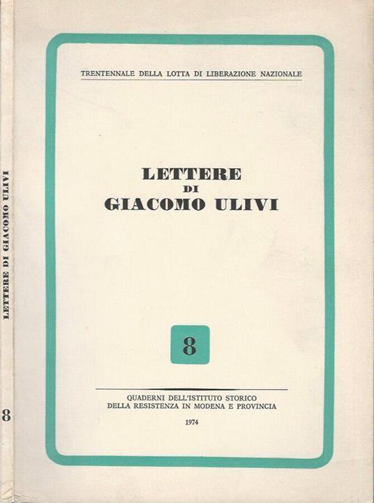 Lettere di Giacomo Ulivi - copertina