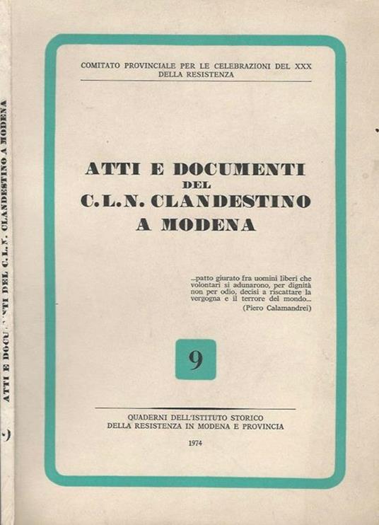Atti e documenti del C.L.N. clandestino a Modena - copertina