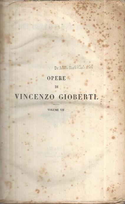 Opere di Vincenzo Gioberti Volume VII - copertina
