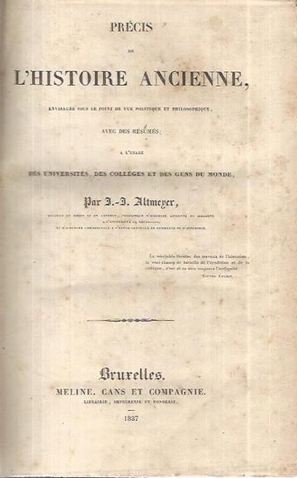 Précis de l'histoire ancienne - copertina