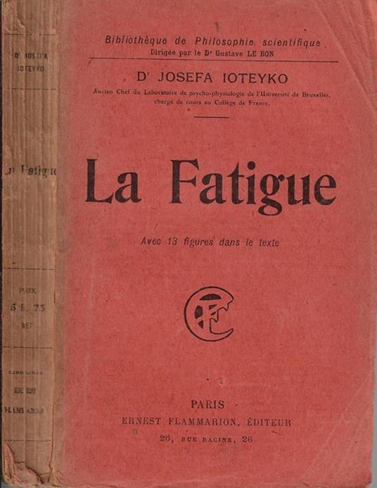 La fatigue - Dr. Josefa Ioteyko - copertina