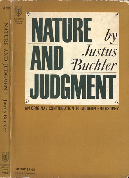 Nature and judgement - Justus Buchler - copertina