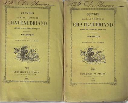 Les Martyrs Vol I, II - M. Le Vicomte De Chateaubriand - copertina