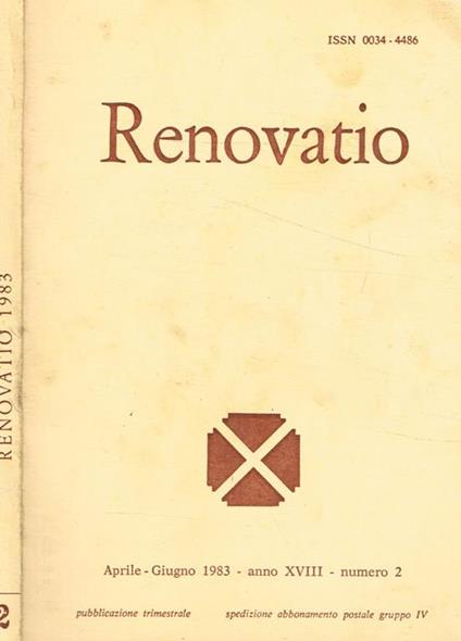 Renovatio. Rivista di teologia e cultura. Aprile-giugno 1983 anno XVIII n.2 - copertina