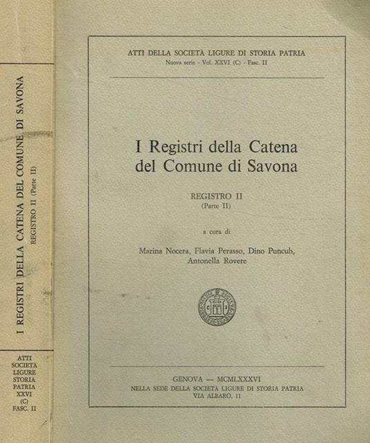 I Registri della Catena del Comune di Savona. Registro II parte II - copertina