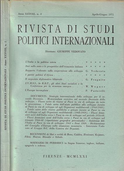 Rivista di studi politici internazionali, n. 2 anno 1971 - copertina
