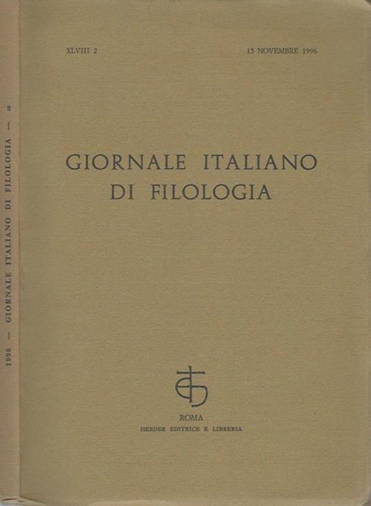 Giornale italiano di Filologia - XLVIII 2, 15 novembre 1996 - copertina
