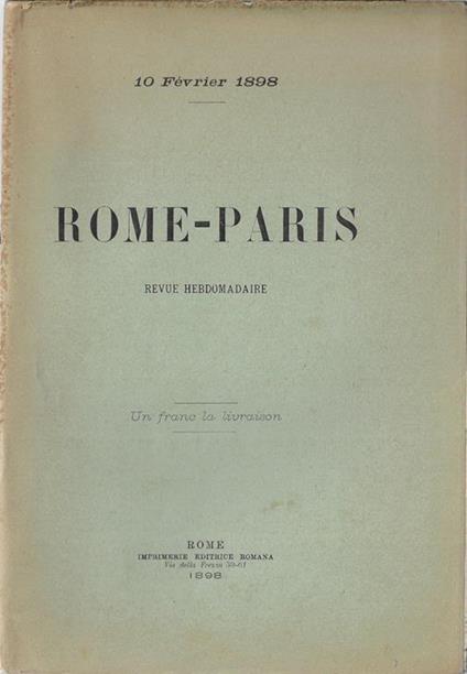 Rome-Paris 10 Février 1898 - copertina