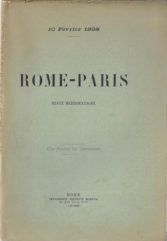 Rome-Paris 10 Février 1898 - copertina