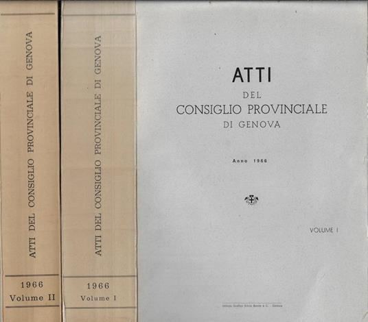 Atti del Consiglio Provinciale di Genova Anno 1966 (annata completa) - copertina