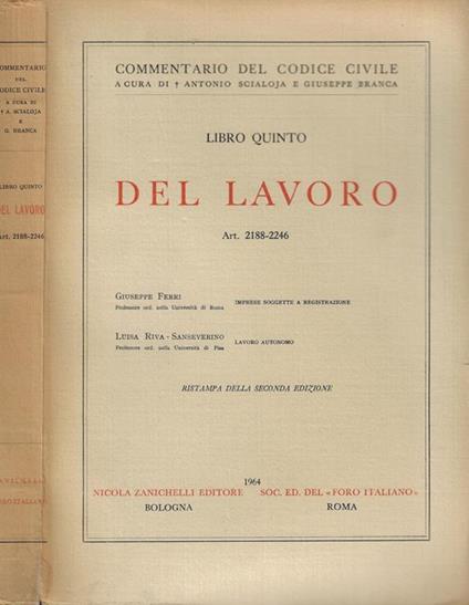 Del lavoro Art. 2188-2246 - copertina